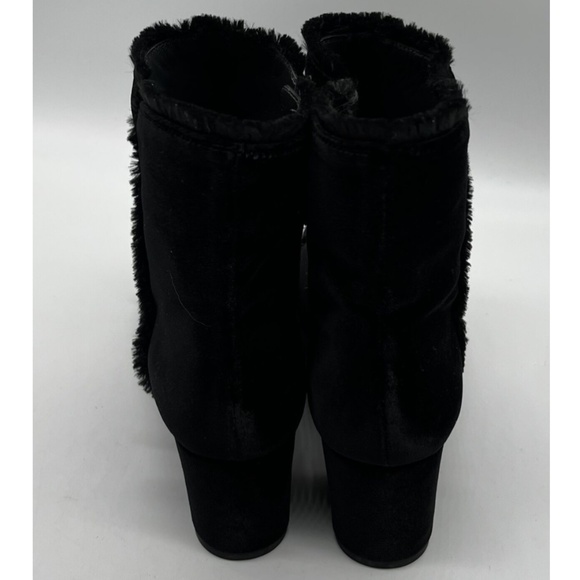 Stuart Weitzman 'On The Fringe' Block Heel Bootie in Black Velvet sz 37.5 - Picture 4 of 5